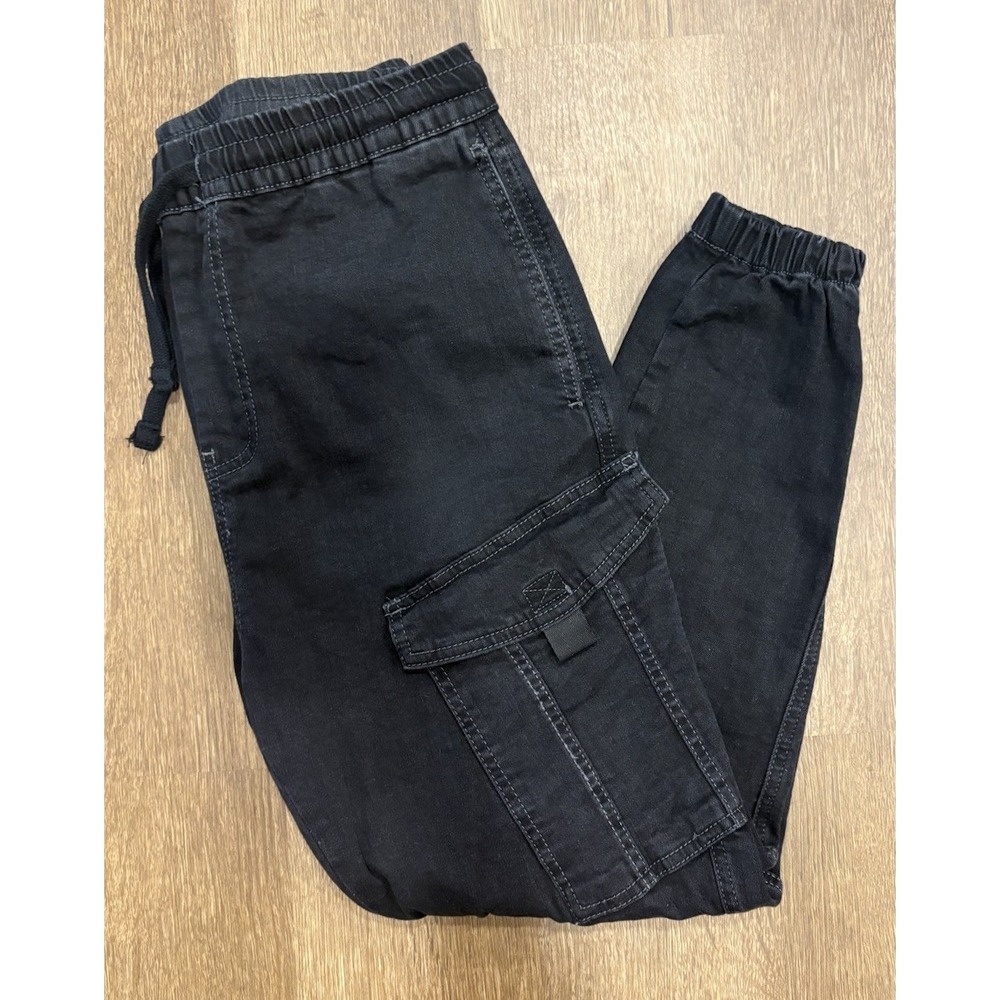 Pull & Bear  Mens Size Small Stretch Clyde Cargo Joggers Black
